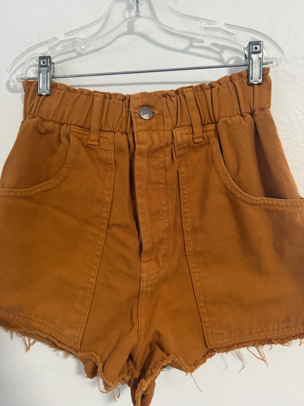 FARM Rio Burnt Orange High Waisted Paperbag Denim Shorts - Size 36 (US XS/S) - Picture 7 of 8